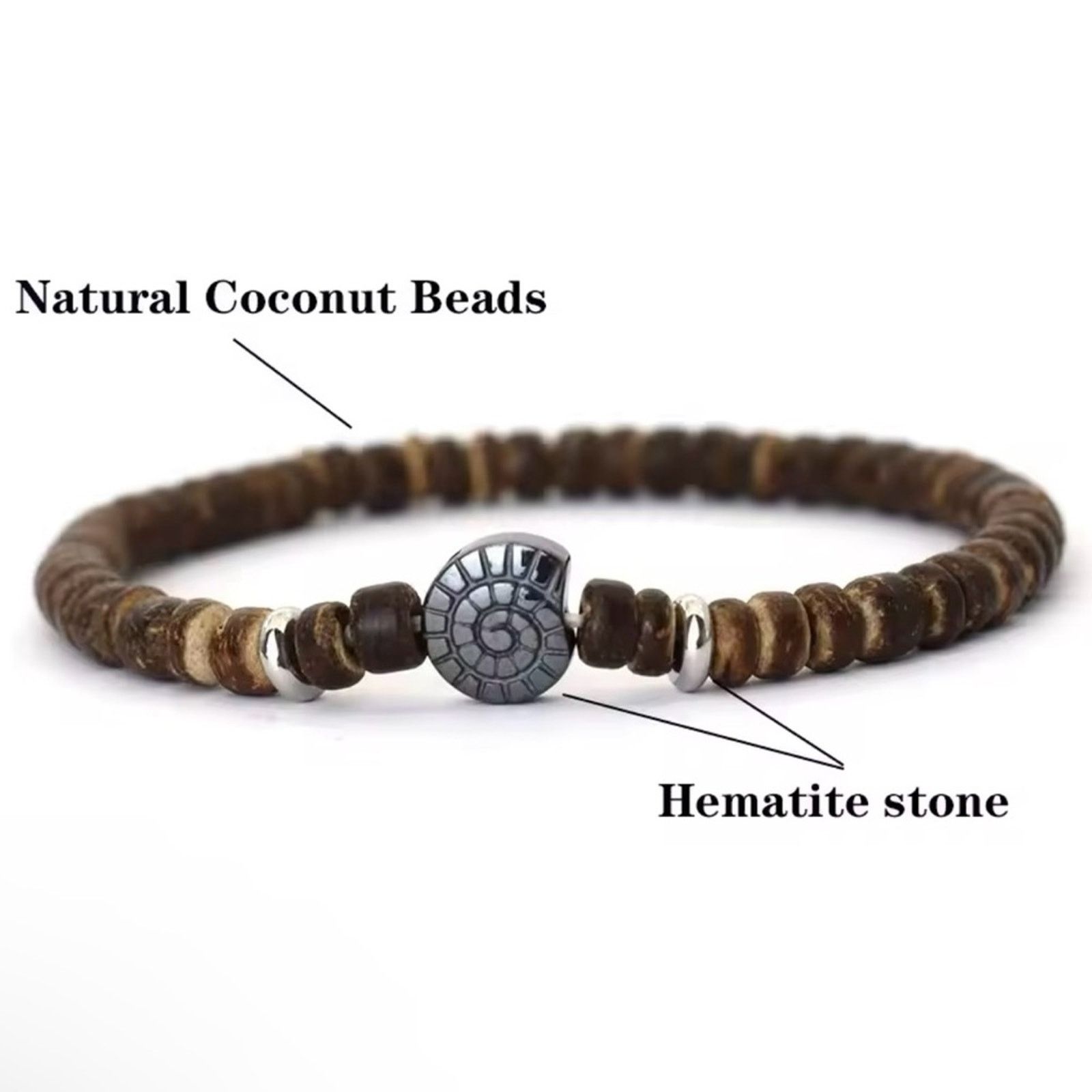Other Natural Coconut Husk Beads Bracelet For Men Size ONE SIZE - 3 Thumbnail