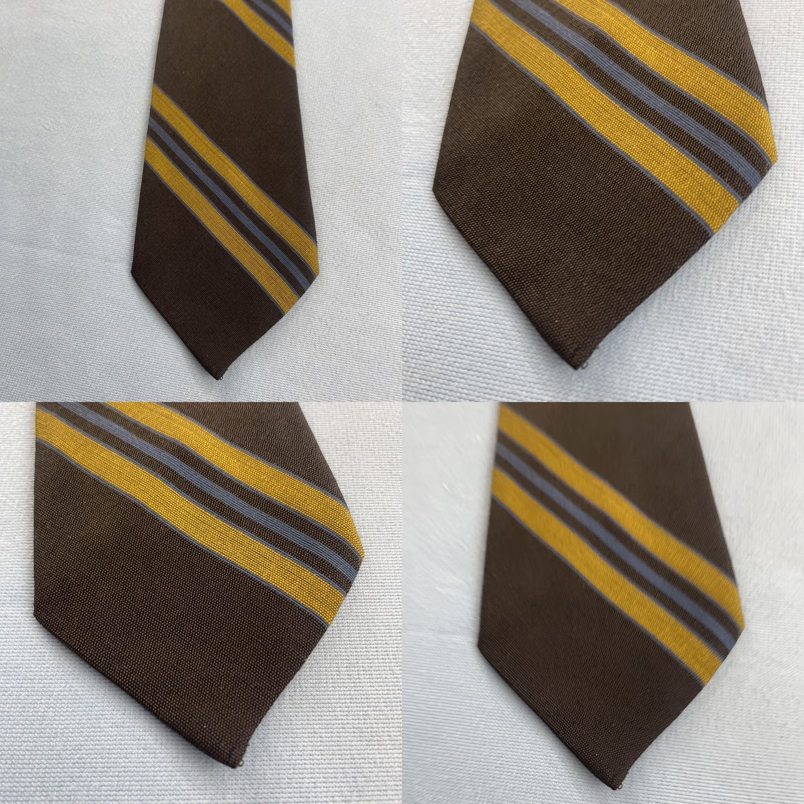 MCM VINTAGE Roos Atkins Wool Dacron Repp Tie MCM Mod Striped Woven Necktie 3x55 Capsule Classic Necktie Charcoal Blue Yellow Mens Tie Size ONE SIZE - 8 Thumbnail