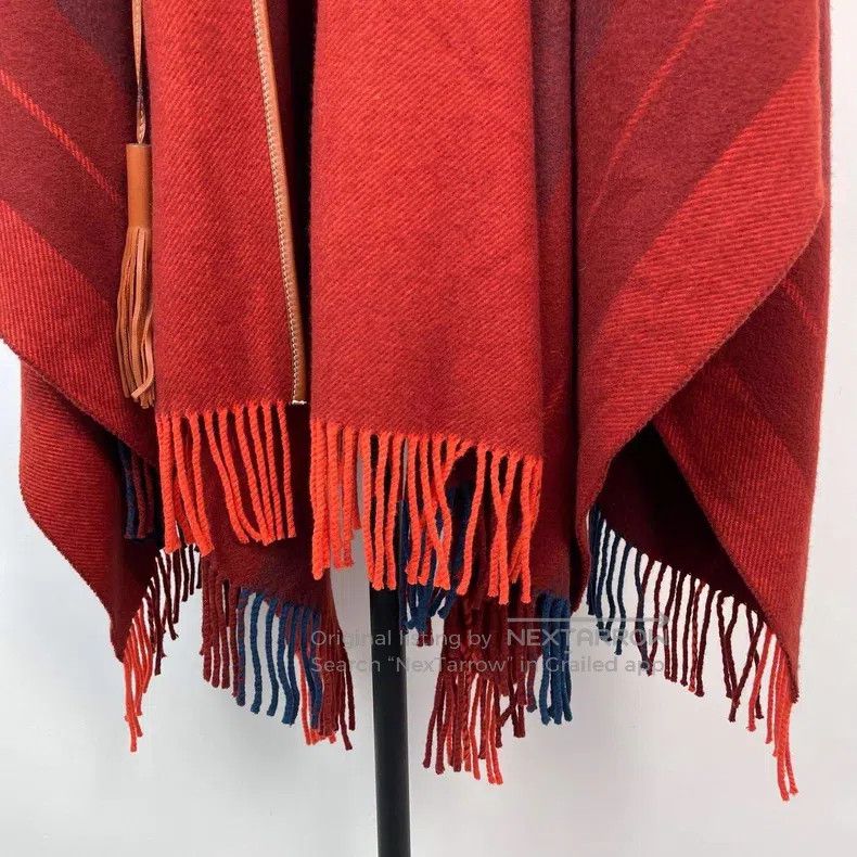 Hermes Hermes Fringed shawl, dark red Size ONE SIZE - 2 Thumbnail
