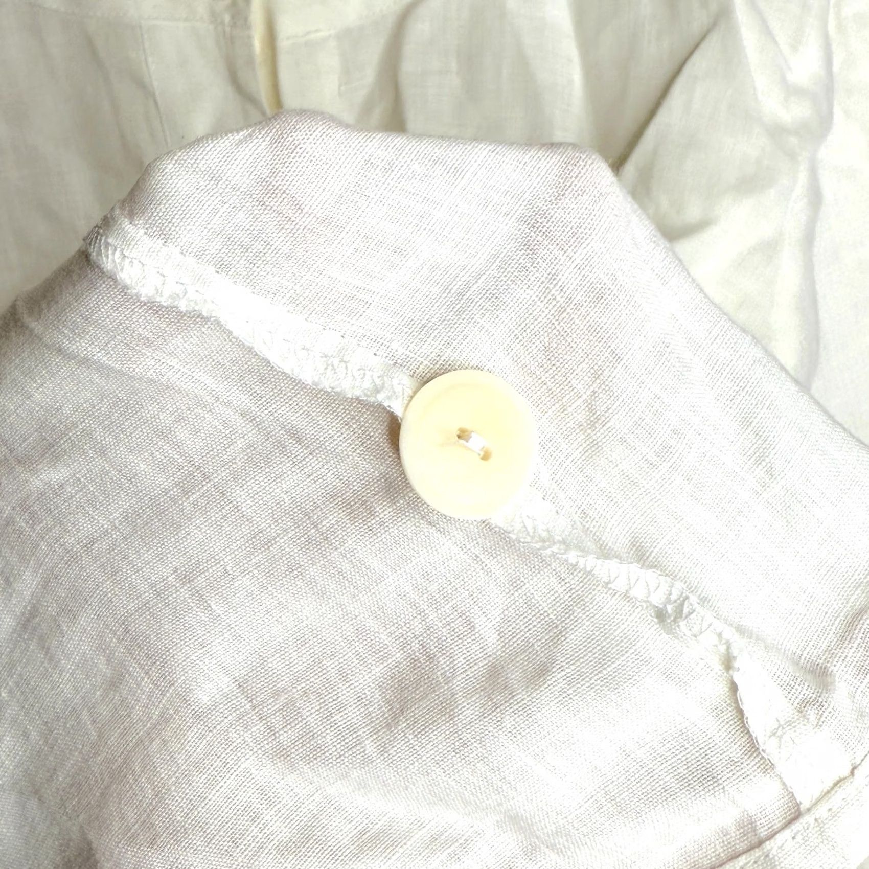FLAX FLAX Linen Blouse White Oversized Pockets 100% Linen Womens Medium Shirt Bohemian Casual Summer Spring Fall Size M / US 6-8 / IT 42-44 - 6 Thumbnail