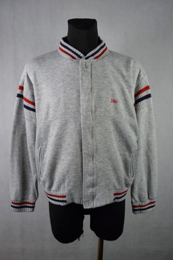 image of Vintage Christian Dior Monsieur Track Jacket Boxy Fit XL in Grey, Men's