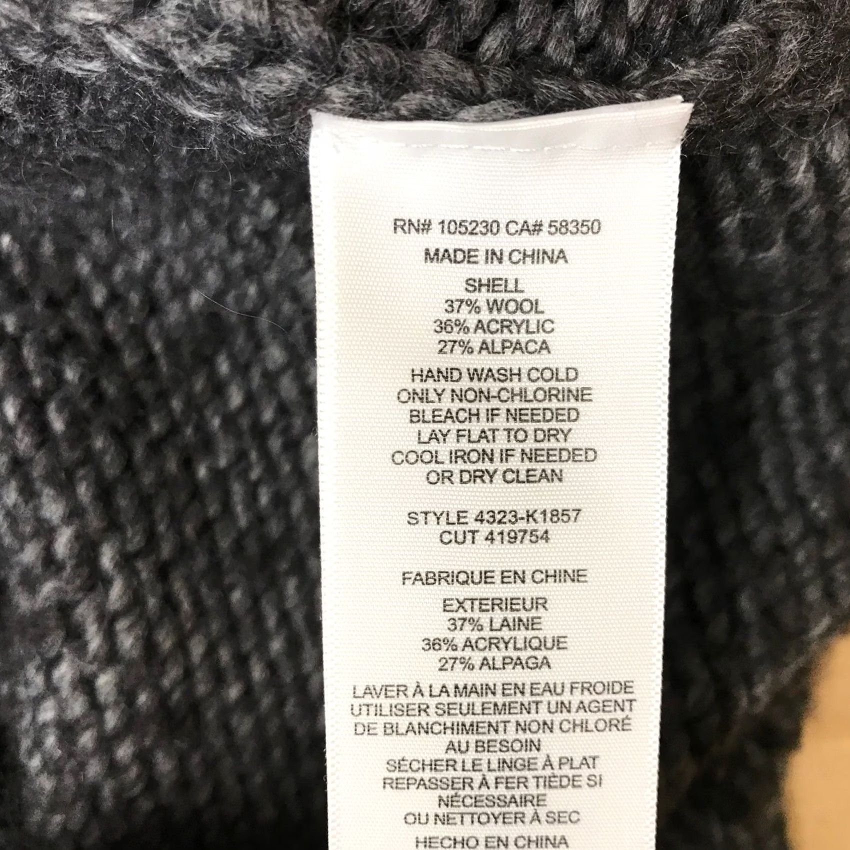Joie Joie Knit Cardigan Sweater XS Charcoal Gray Shawl Collar Alpaca Blend Size XS / US 0-2 / IT 36-38 - 8 Thumbnail