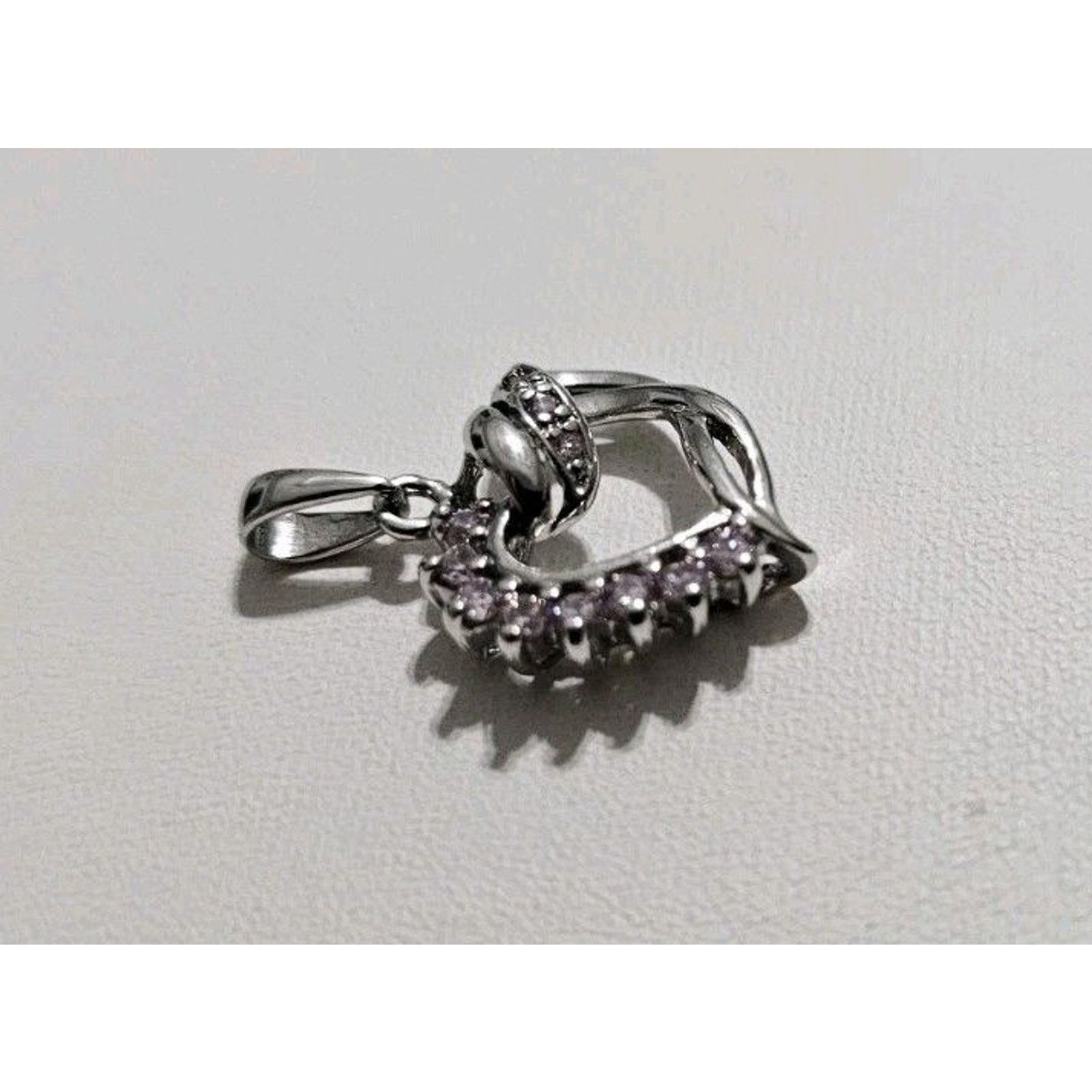 Other Sterling Silver 925 Pink Stone Heart Pendant Charm Size ONE SIZE - 3 Thumbnail
