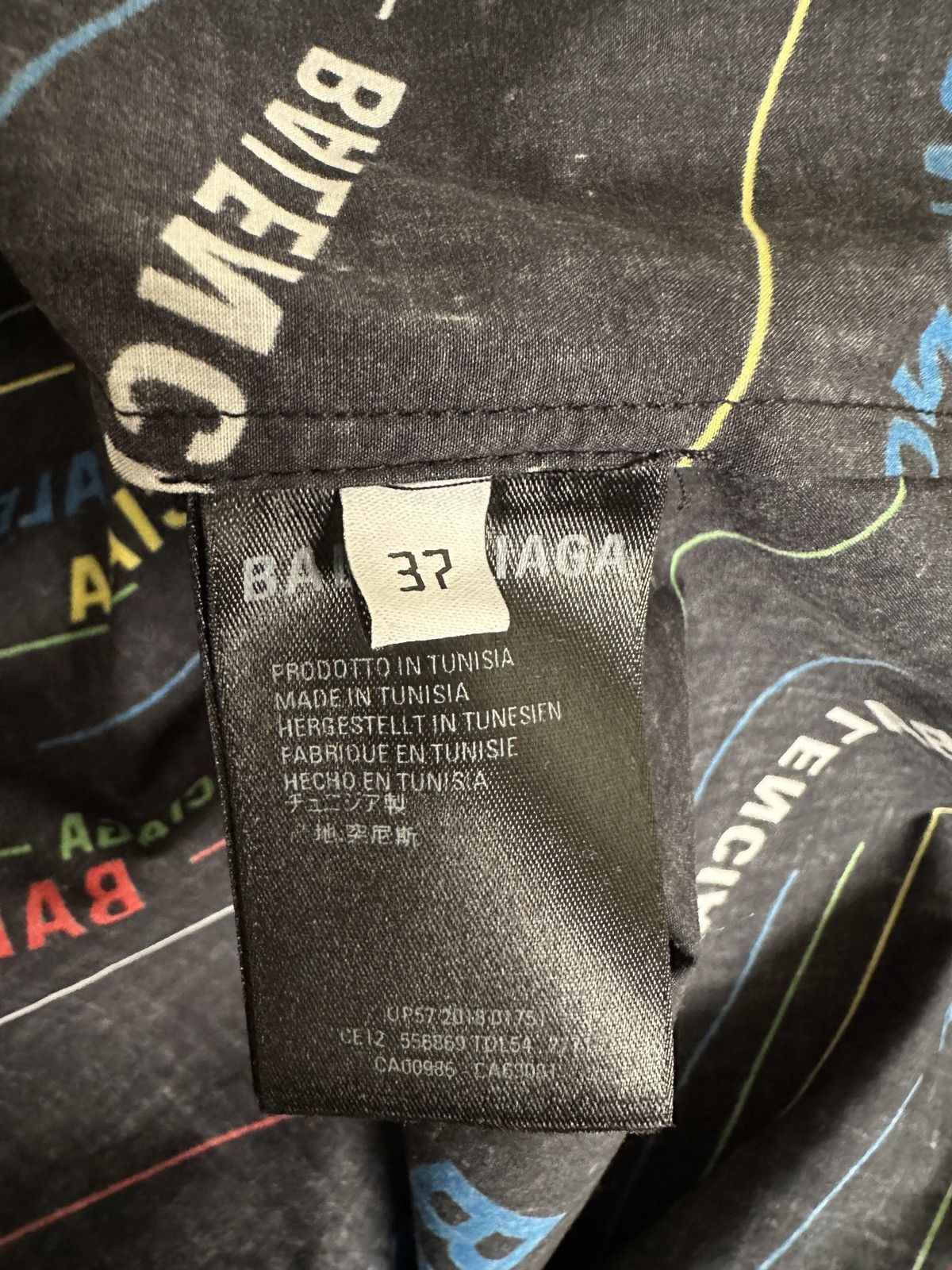 Balenciaga Balenciaga black/multi-color stripped logo shirt Size US XXS / EU 40 - 4 Thumbnail
