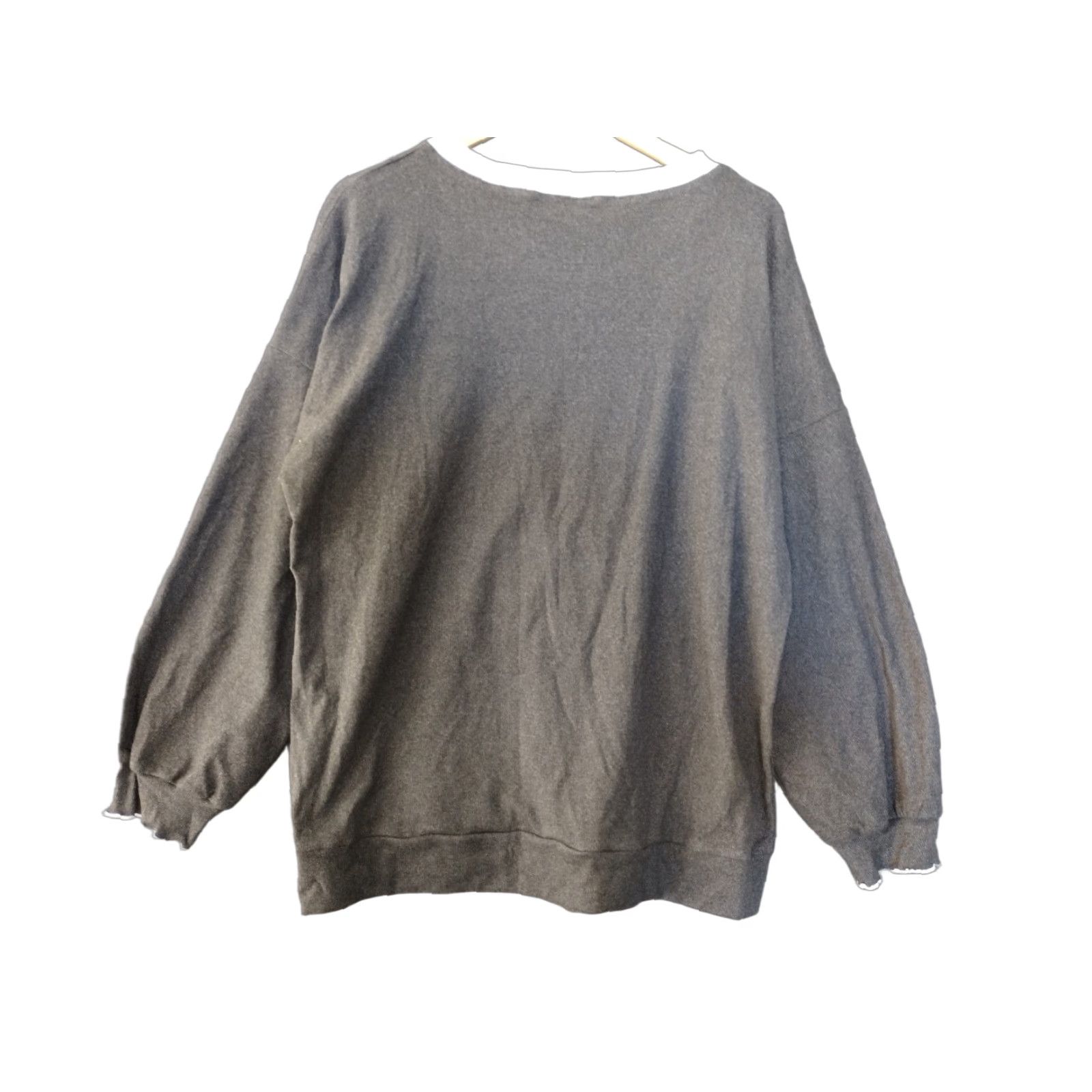 Vintage Sweatshirt Women’s L Loose Gray with White Collar Pullover Activewear Shirt Adult Large Gray Size L / US 10 / IT 46 - 1 Thumbnail