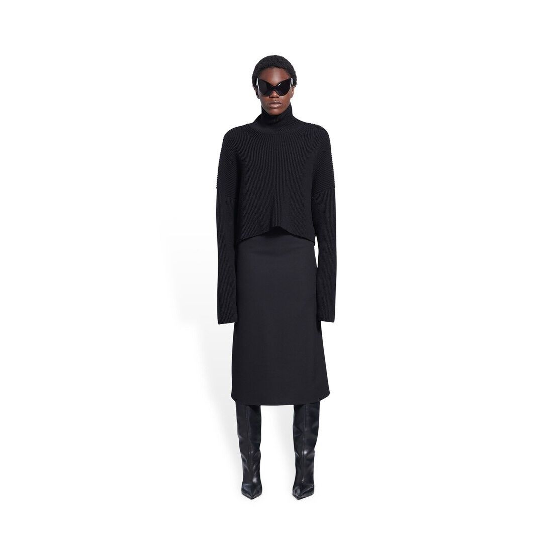 Balenciaga o1mt1gz0125 Cropped Sweater in Black Size M / US 6-8 / IT 42-44 - 2 Thumbnail