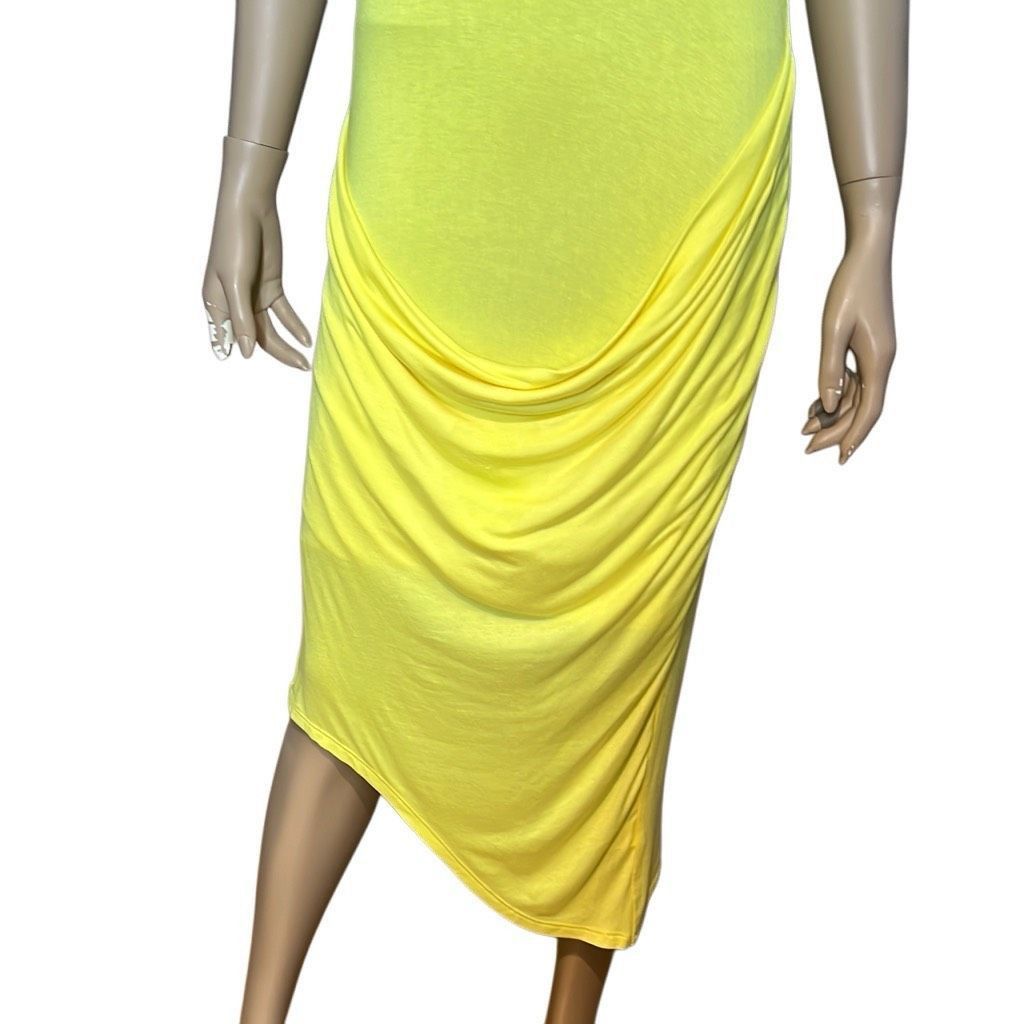 Drake NWT Kimberly Ovitz Yellow Drape Midi Dress (016) Size S / US 4 / IT 40 - 3 Thumbnail