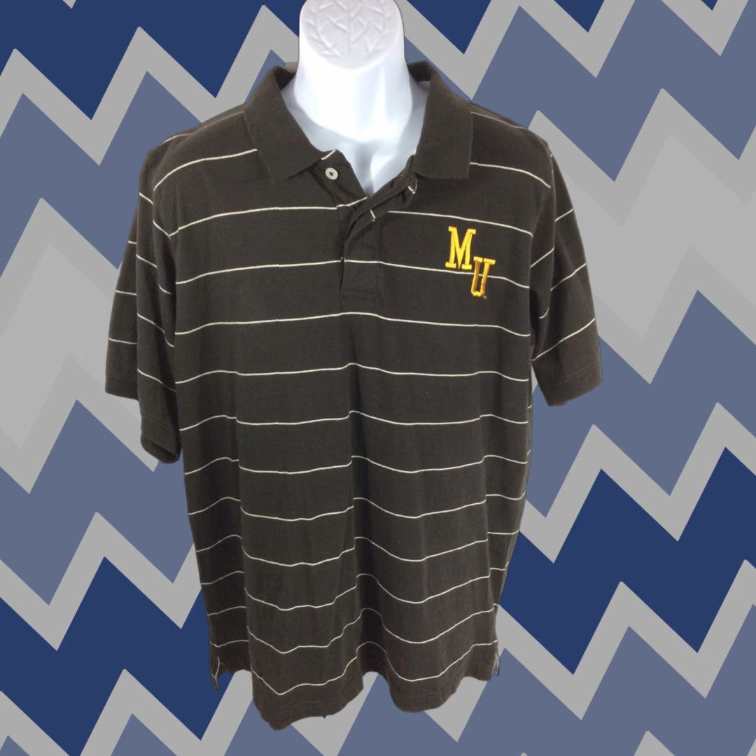 Vintage VINTAGE Missouri MU Tigers Polo Shirt XL NWT Sewn Logo Brown Striped Mens Shirt Polo XL Brown Tigers Missouri NWT Sewn Logo Size US XL / EU 56 / 4 - 1 Thumbnail