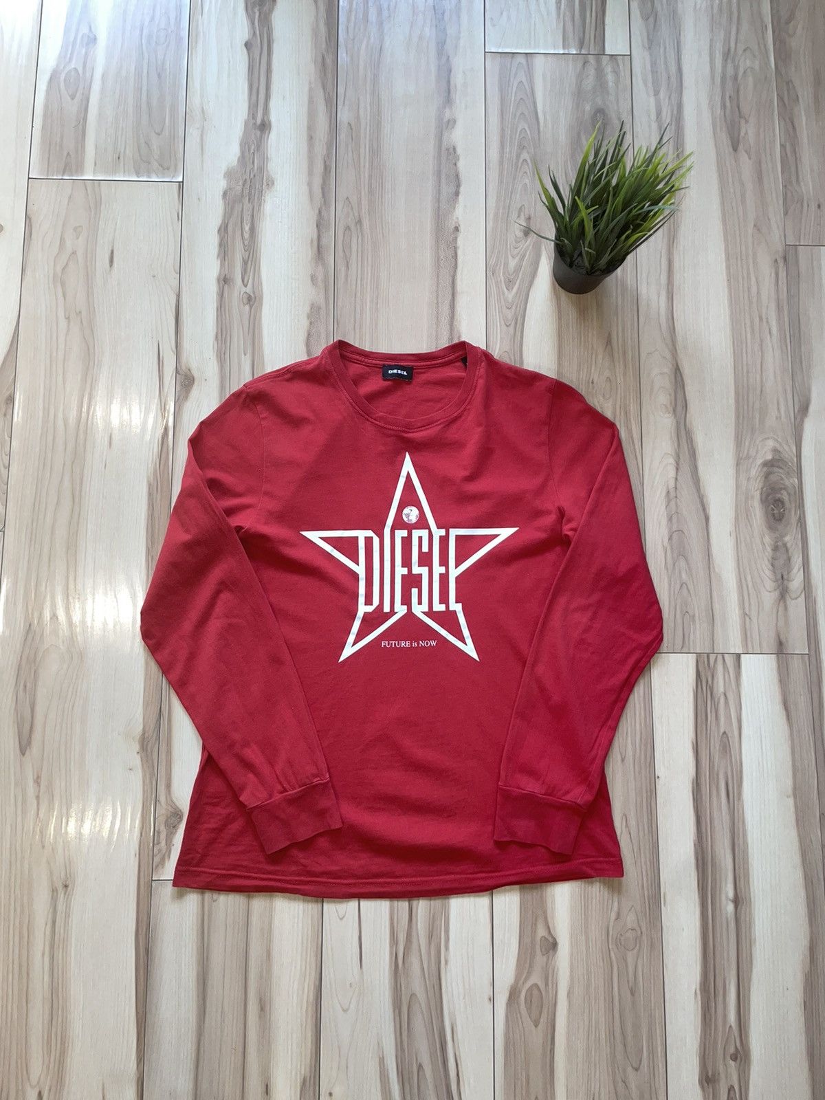 Diesel × Vintage Long Sleeve Diesel Future is Now Vintage Streetwear Red Size US S / EU 44-46 / 1 - 1 Thumbnail