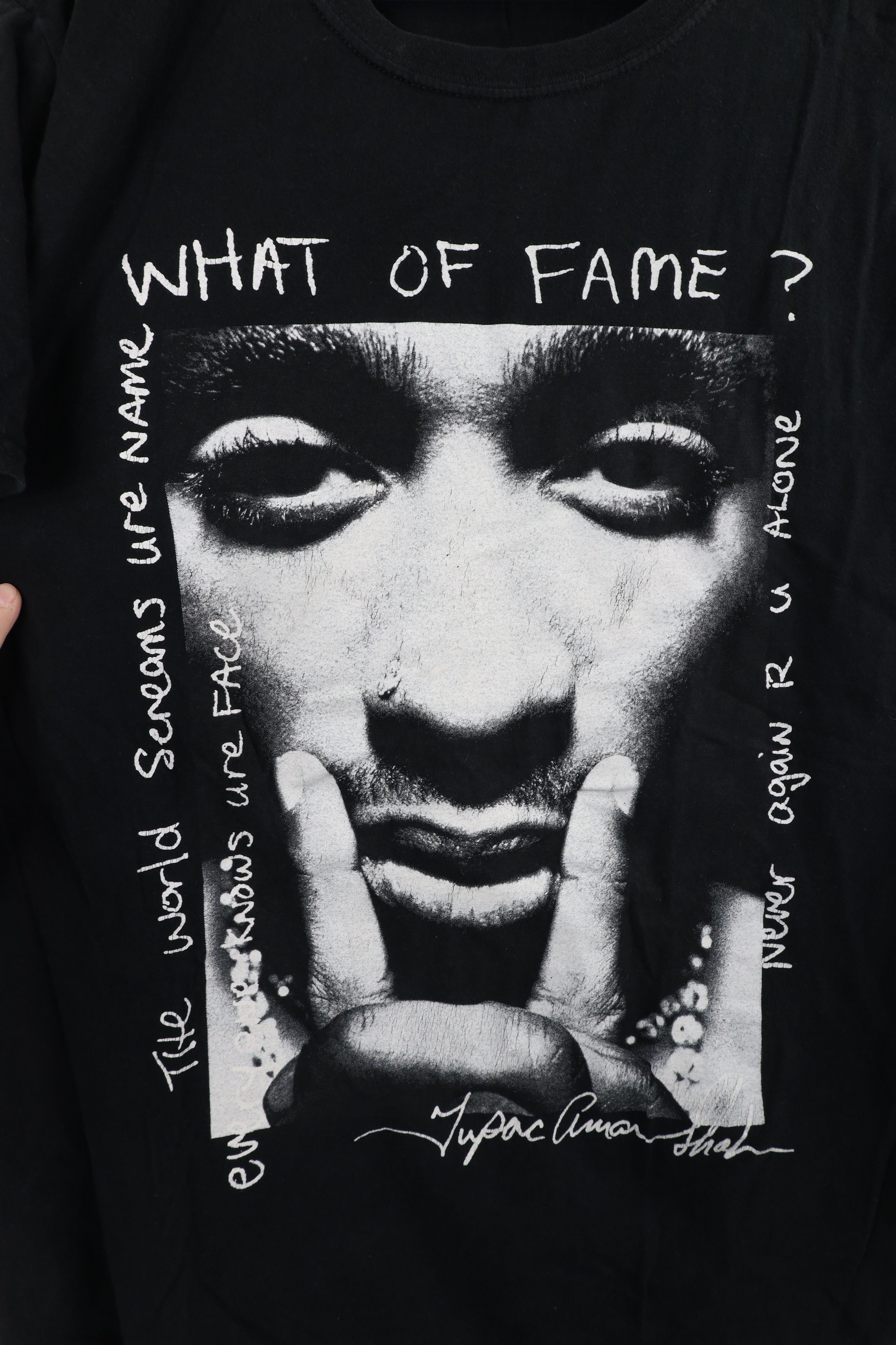 Vintage Vintage Y2K 2Pac What of Fame Face Hip Hop Rap T-Shirt Black Size US L / EU 52-54 / 3 - 4 Thumbnail