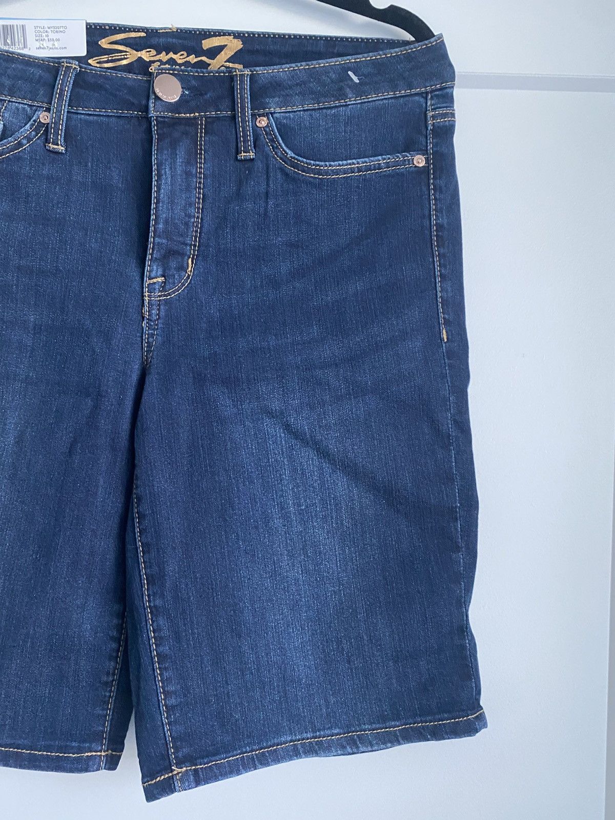 Seven 7 New SEVEN 7 Womens 10 Sunset Bermuda Shorts Denim Jeans Zip Size 32" / US 10 / IT 46 - 2 Thumbnail