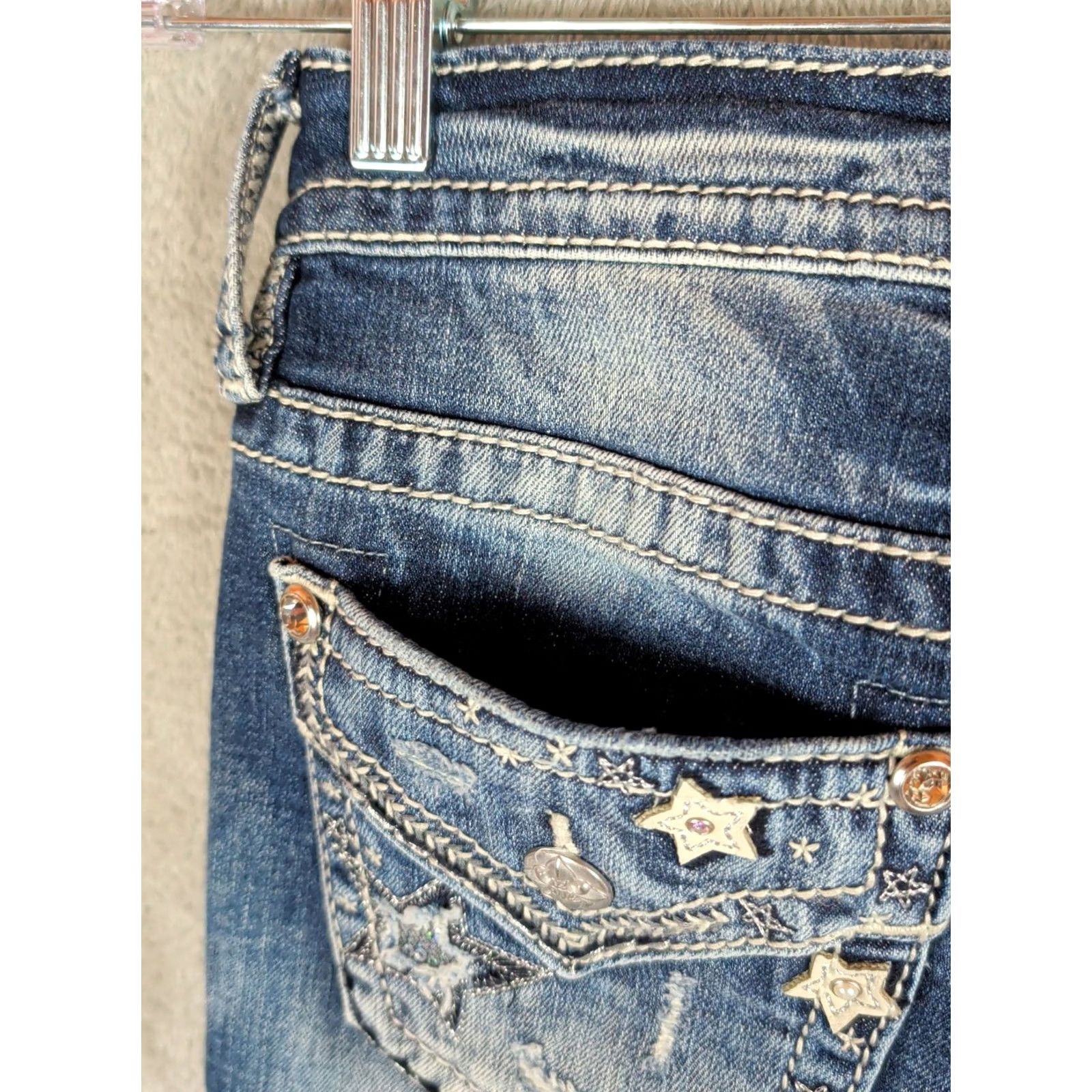 Miss Me Miss Me Jeans Rhinestone Stars And Stripes Mid Rise Ankle Skinny 25 Blue Womens Shirt? Size 42" / US 20 - 4 Thumbnail