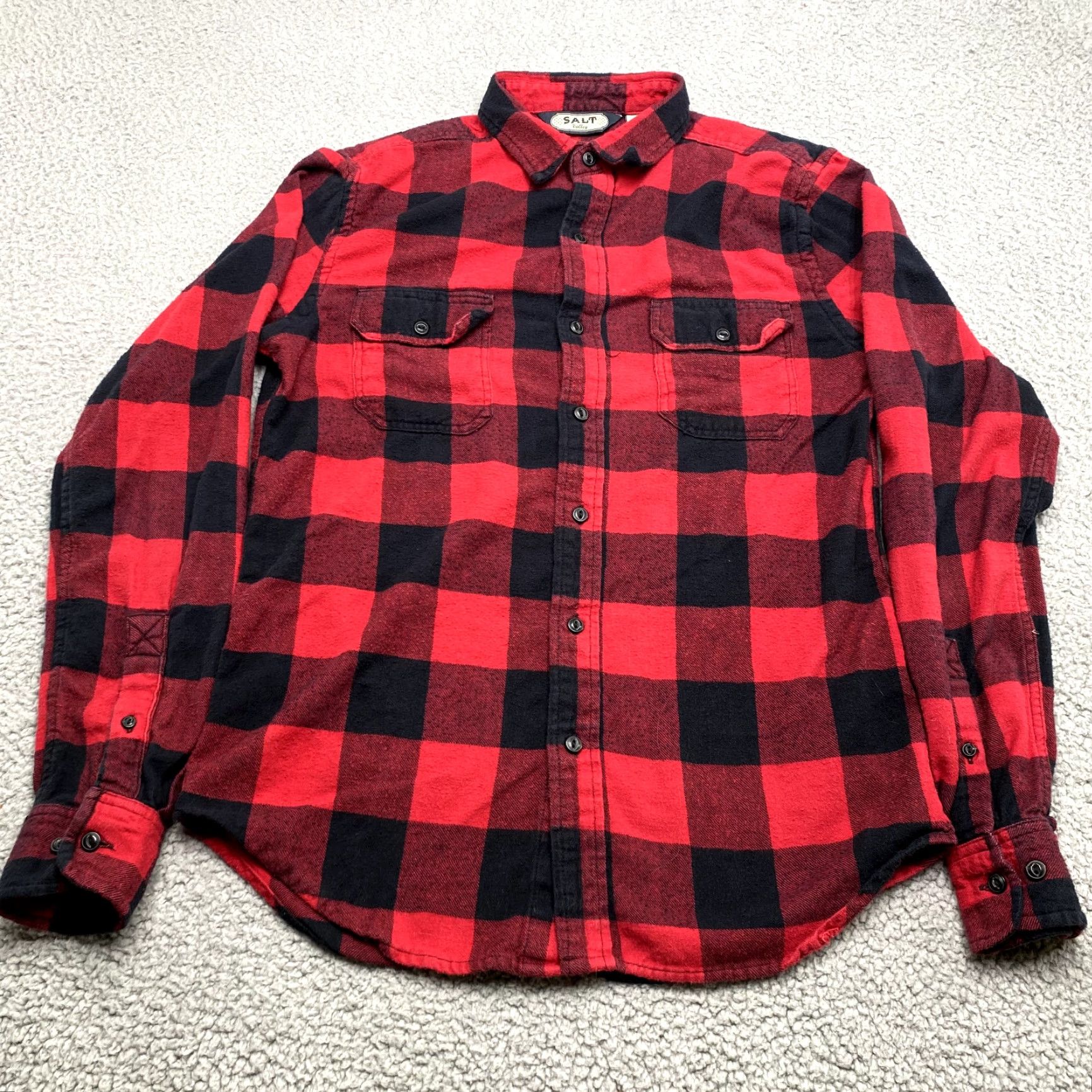 Vintage Salt Valley Shirt Mens Small Red Black Buffalo Check Flannel Button Up Western Size US S / EU 44-46 / 1 - 2 Thumbnail