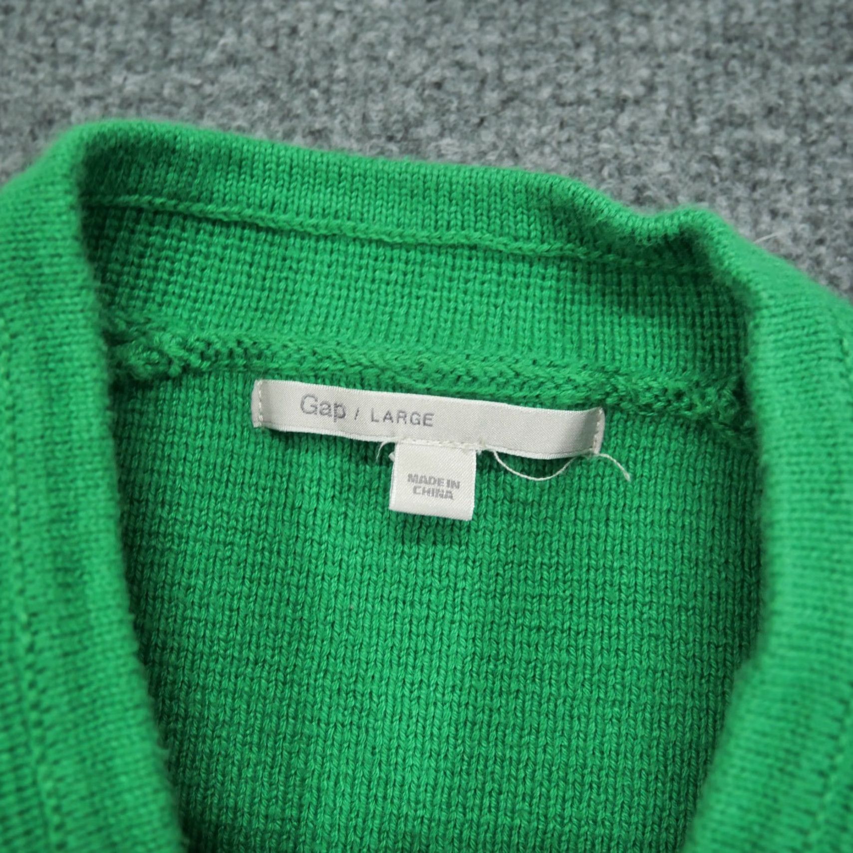 Gap VINTAGE Gap Cardigan Sweater Womens L Green White Stripped Asymmetrical Zip Crew Neck Knit Winter Size L / US 10 / IT 46 - 5 Thumbnail
