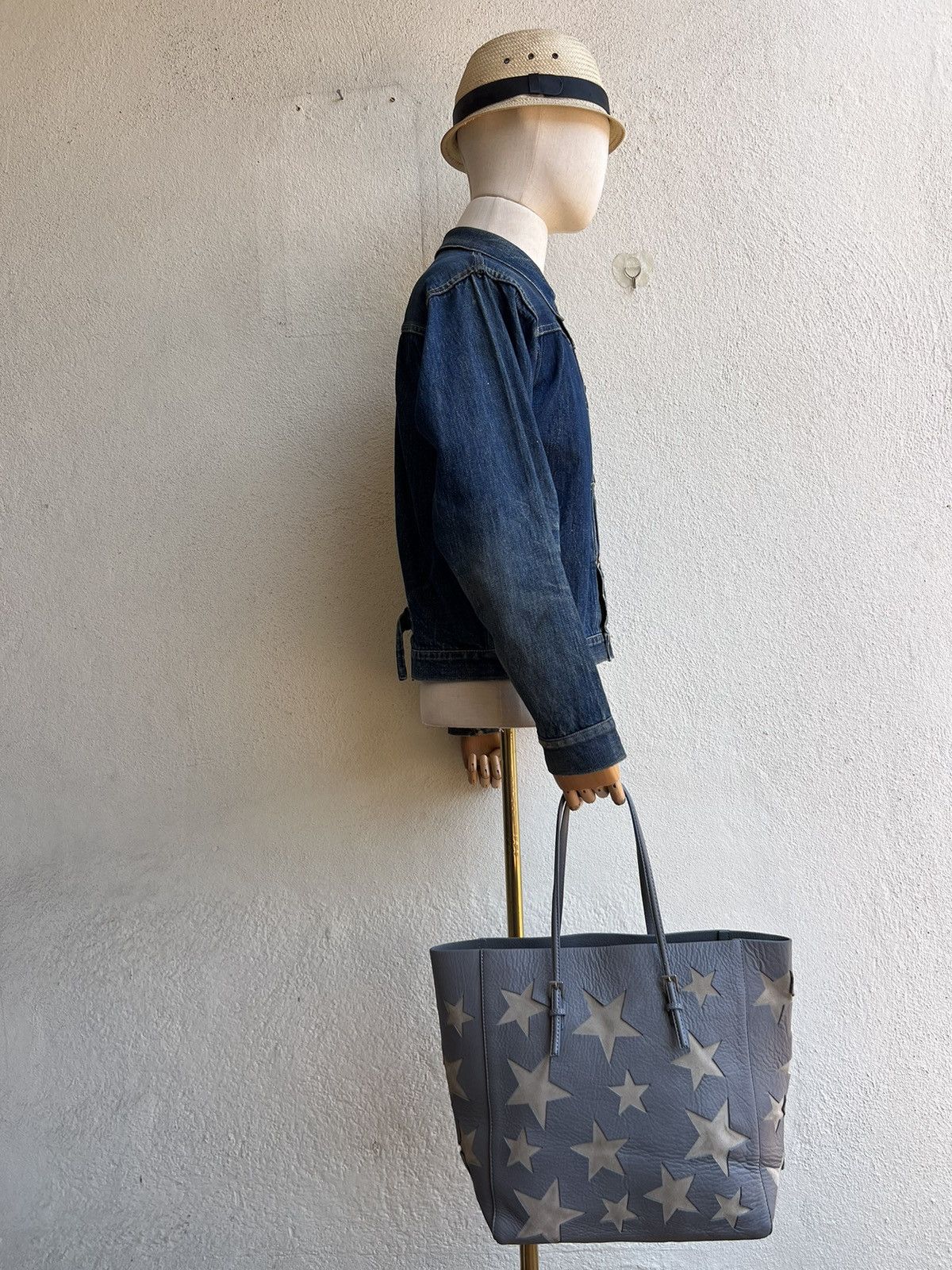 Leather Handmade Amantes Amentes Stars Patina Leather Tote Bag Size ONE SIZE - 2 Thumbnail