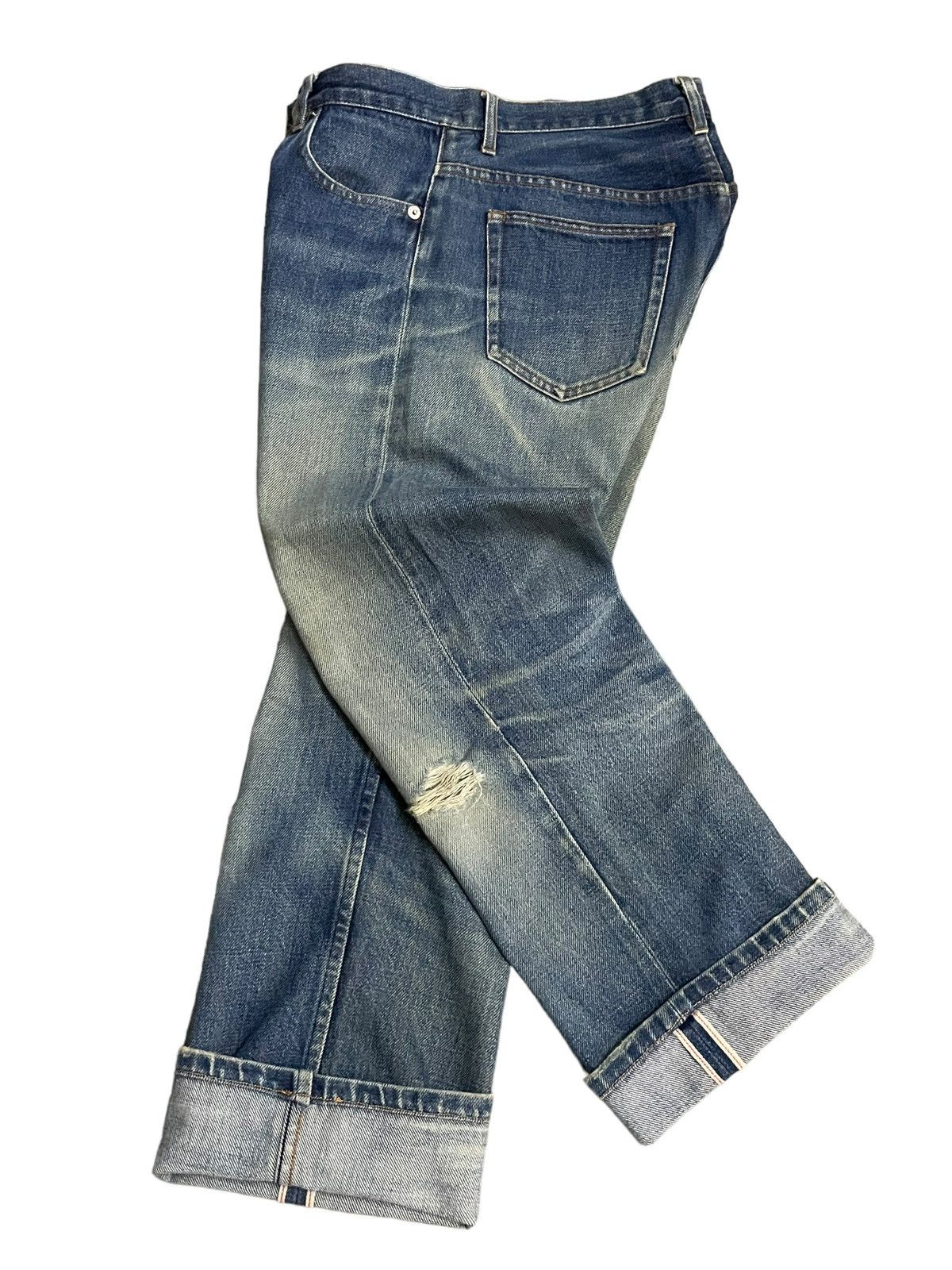 A.P.C. Vintage A.P.C Selvedge Blue Wash Loose Fit Distressed Jeans Size US 27 - 3 Thumbnail