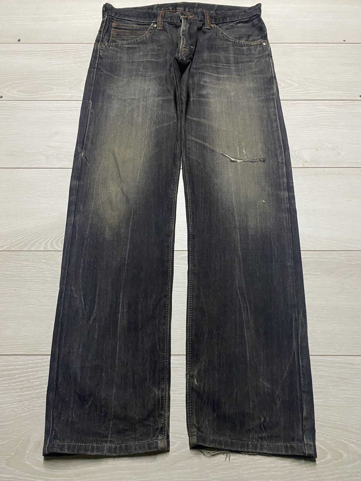Edwin Edwin exclusive Vintage Black Denim Tears Loose Jeans Size US 33 - 1 Thumbnail