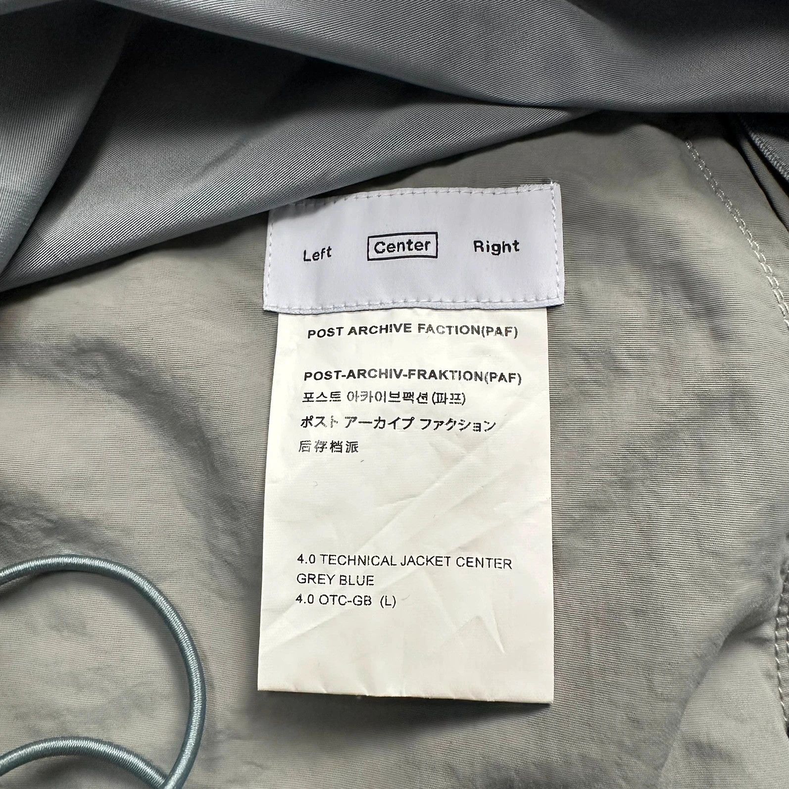 POST ARCHIVE FACTION (PAF) Jacket PAF 4.0 Technical Center Grey Blue Size US L / EU 52-54 / 3 - 8 Thumbnail