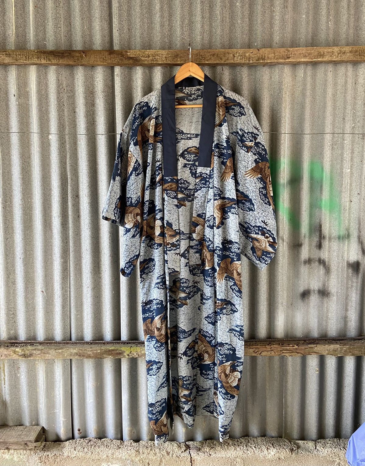 Komono Vintage Japanese Kimono Eagles Mountain Landscape Size US L / EU 52-54 / 3 - 1 Thumbnail