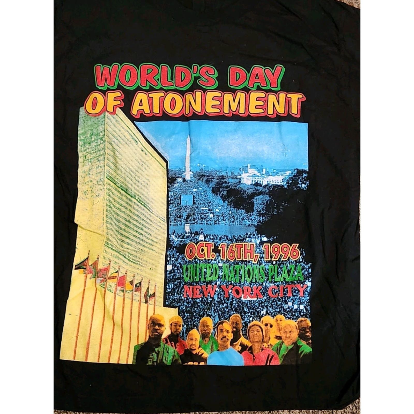 Vintage VINTAGE Bay Club World’s Day of Atonement Rap Tee 1996 Medium Black Short Sleeve Hip Hop Mens M 1990s Million Man March Bay Club? Size US M / EU 48-50 / 2 - 2 Thumbnail