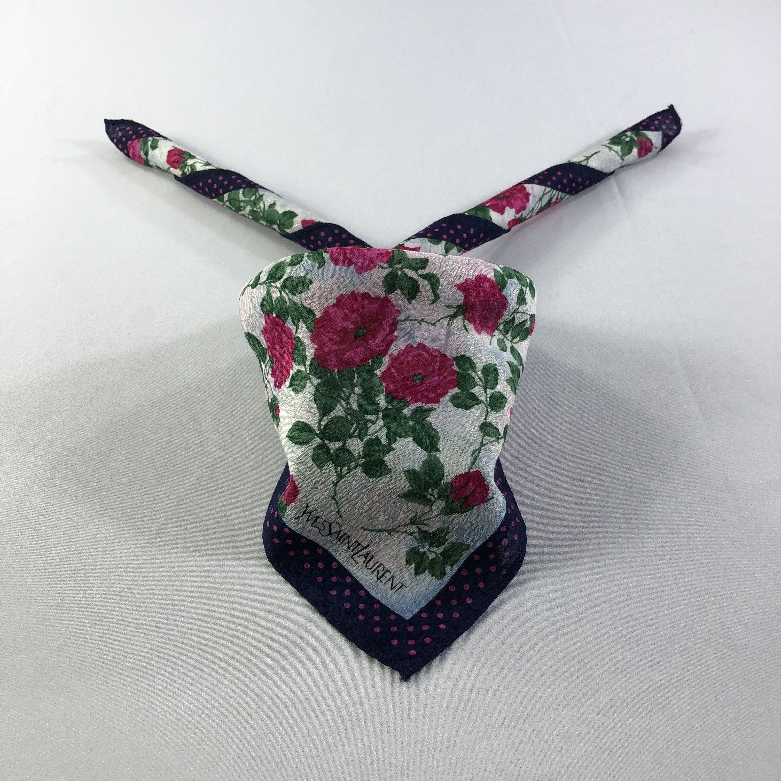 Yves Saint Laurent YSL Floral Handkerchief Neckerchief Bandana H1555 Size ONE SIZE - 2 Thumbnail