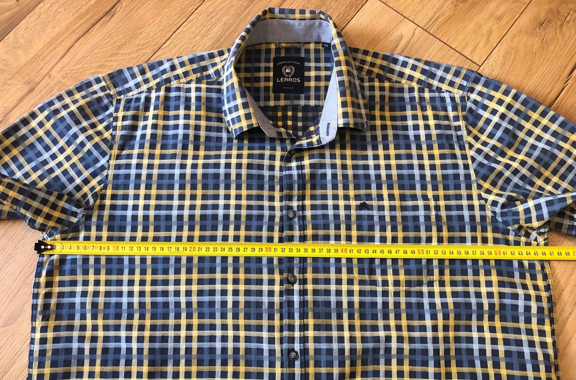 Other Men's shirt checkered blue-yellow 2XL/3XL Lerros Size US XXL / EU 58 / 5 - 3 Thumbnail
