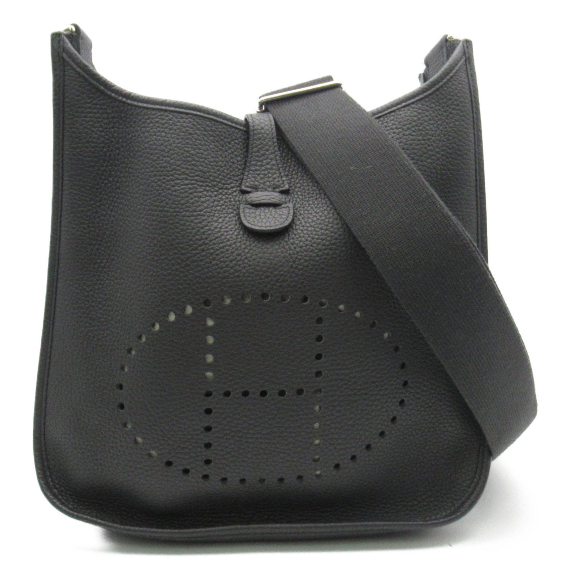 image of Hermes Evelyn 3Pm Black Shoulder Bag Black Noir Black Taurillon Clemence Leather, Women's