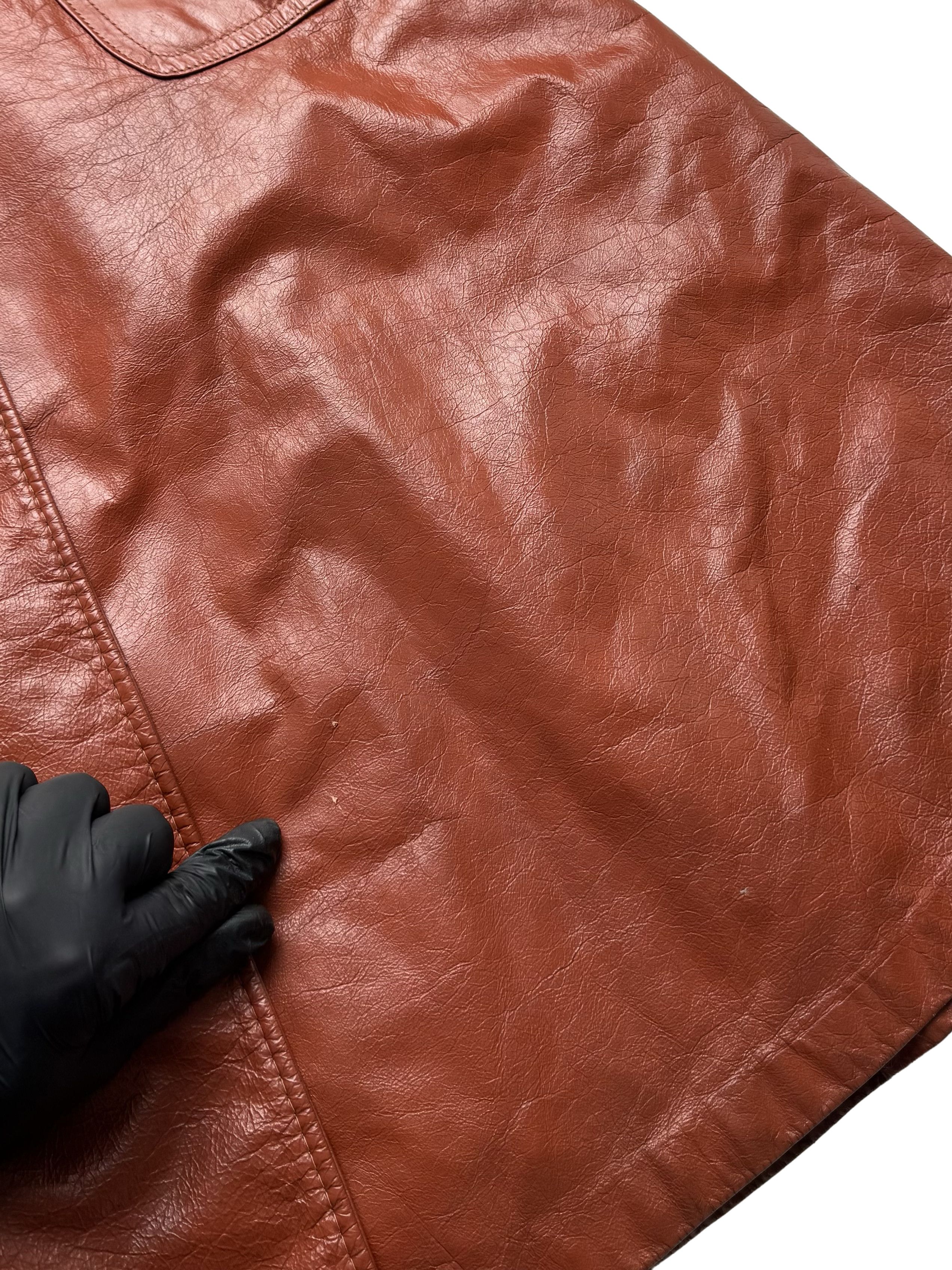 Vintage Vintage Real Leather Coat Real Fur Collar Belted Long Size L / US 10 / IT 46 - 5 Thumbnail