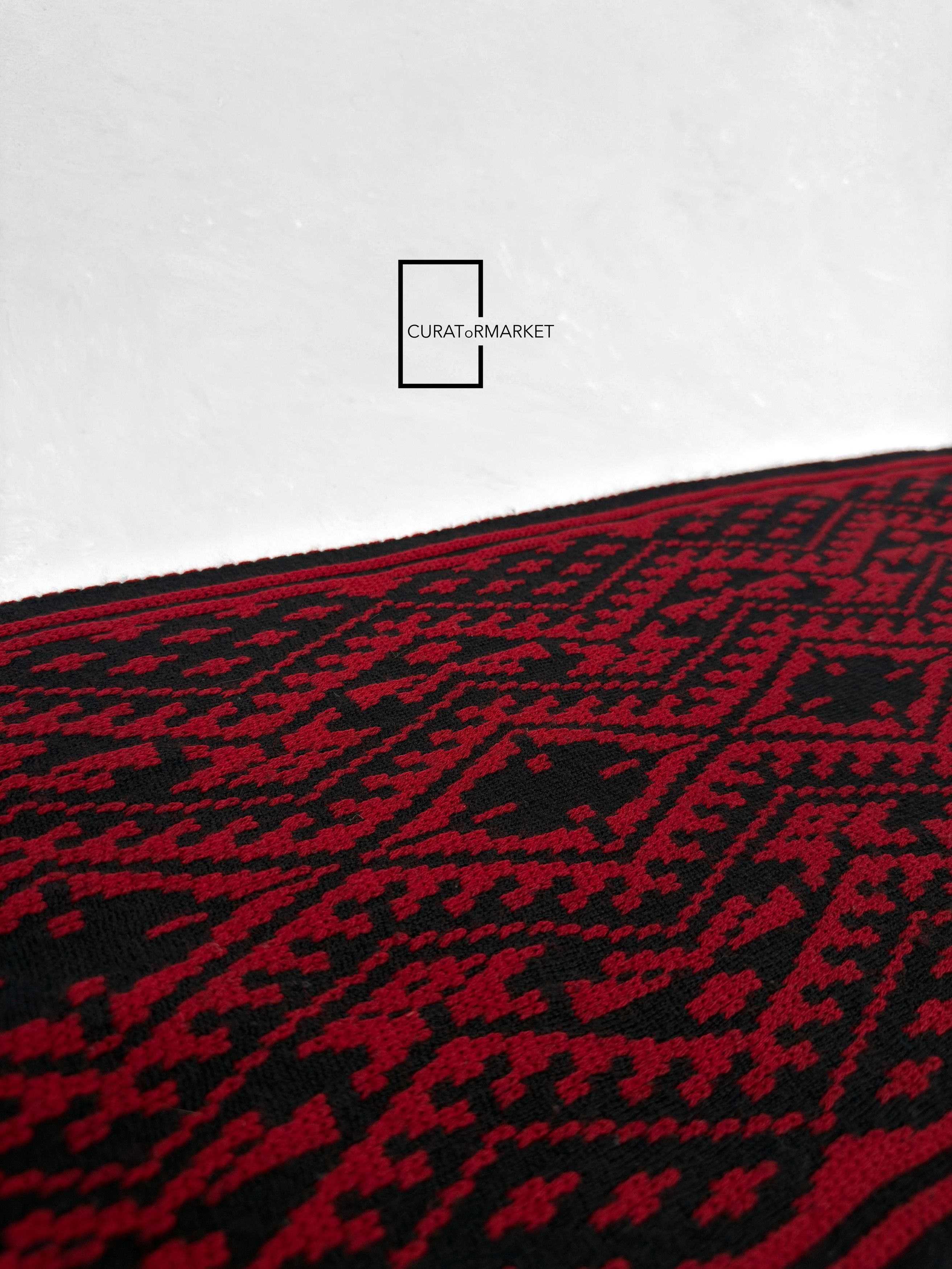 Dries Van Noten RARE Geometric Pattern Belgium Wool Red Knitted Scarf FW15 Size ONE SIZE - 8 Thumbnail