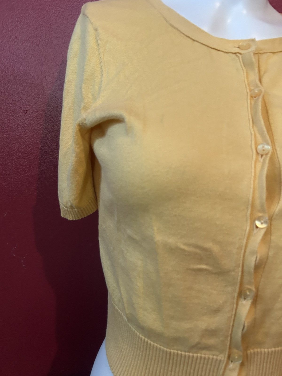 Ann Taylor Ann Taylor Loft Petites Yellow Cardigan Small Petite Size S / US 4 / IT 40 - 2 Thumbnail