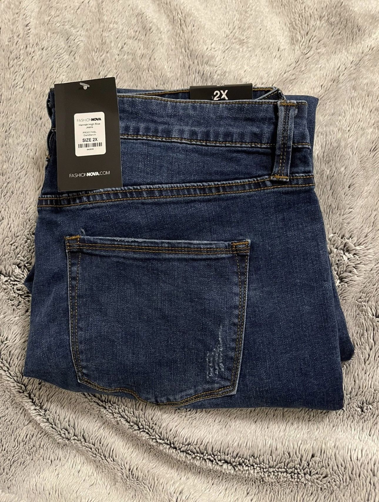 Fashion Nova Fashion Nova Hannah High Rise Jeans Dark Denim 2X Size 40" / US 18 - 1 Thumbnail