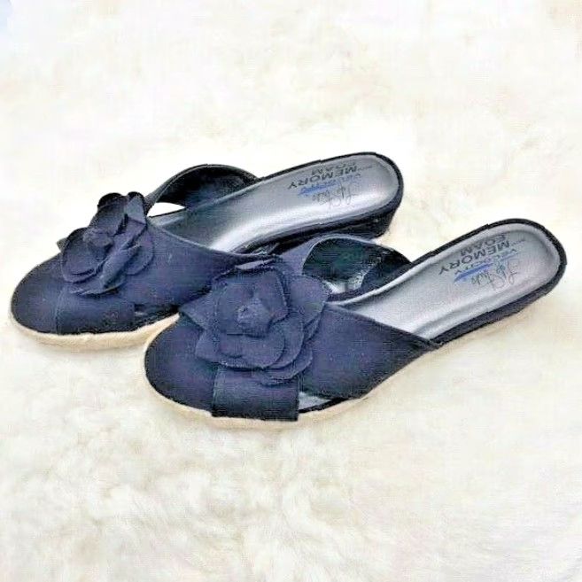 Vintage LifeStride Omega Womens Wedge Slide Sandals, Flip Flops Size 7.5M, Black NEW 0 Size US 7.5 / IT 37.5 - 2 Thumbnail