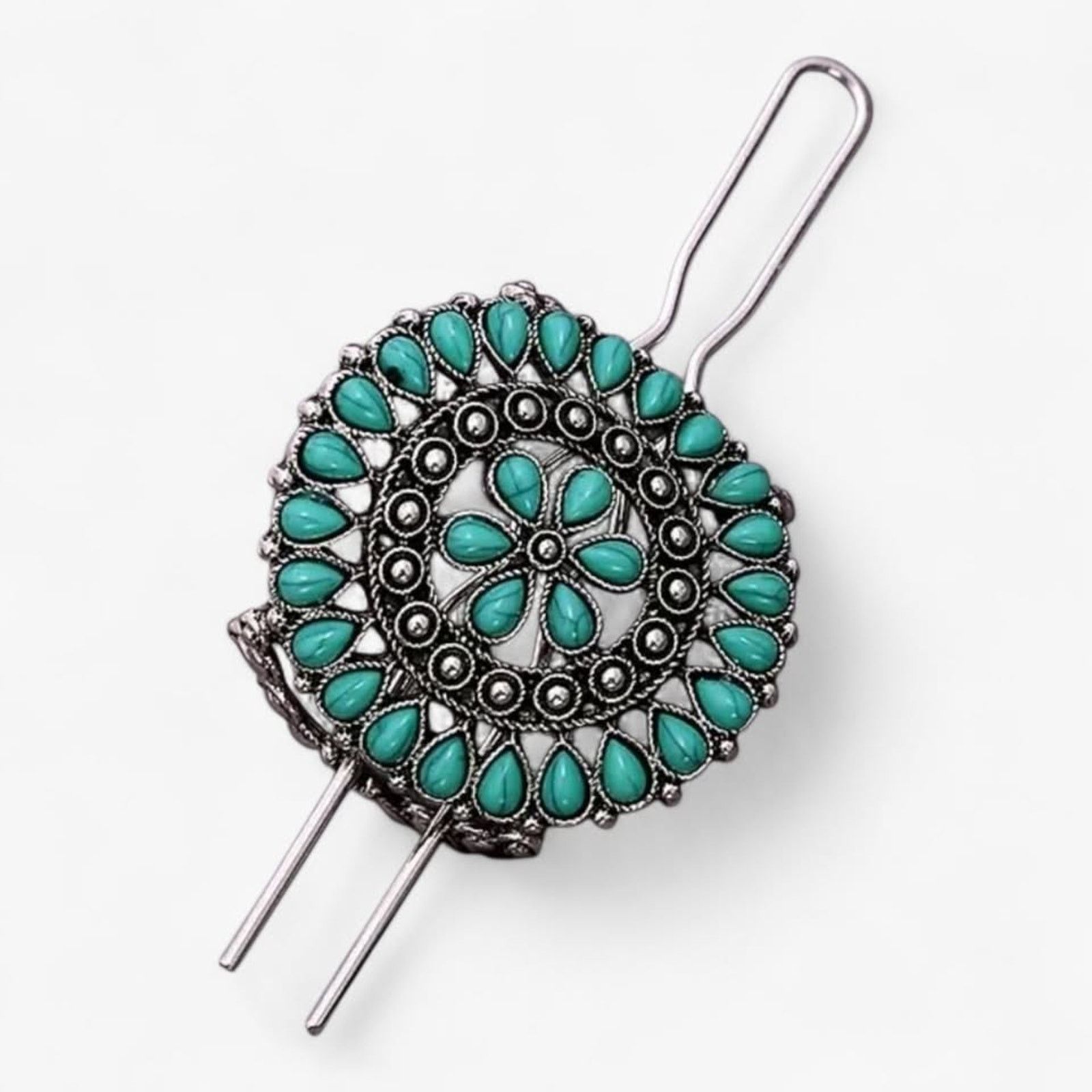 Other Western Chic Turquoise Hair Pins Silver Accents - Boho NEW Size ONE SIZE - 6 Thumbnail