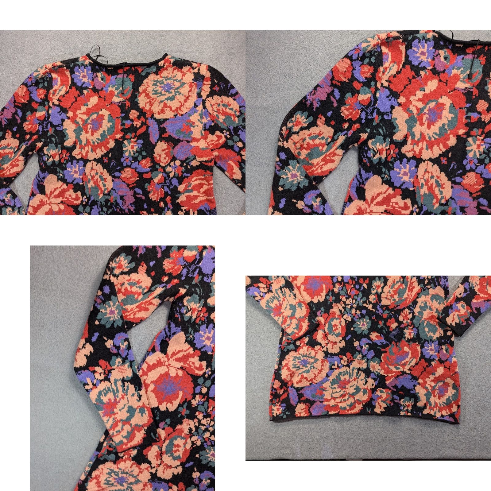 Zara ZARA Jacquard Knit Tunic Sweater Short Dress Long Sleeve Floral Print L Womens Multicolor Size L / US 10 / IT 46 - 10 Thumbnail