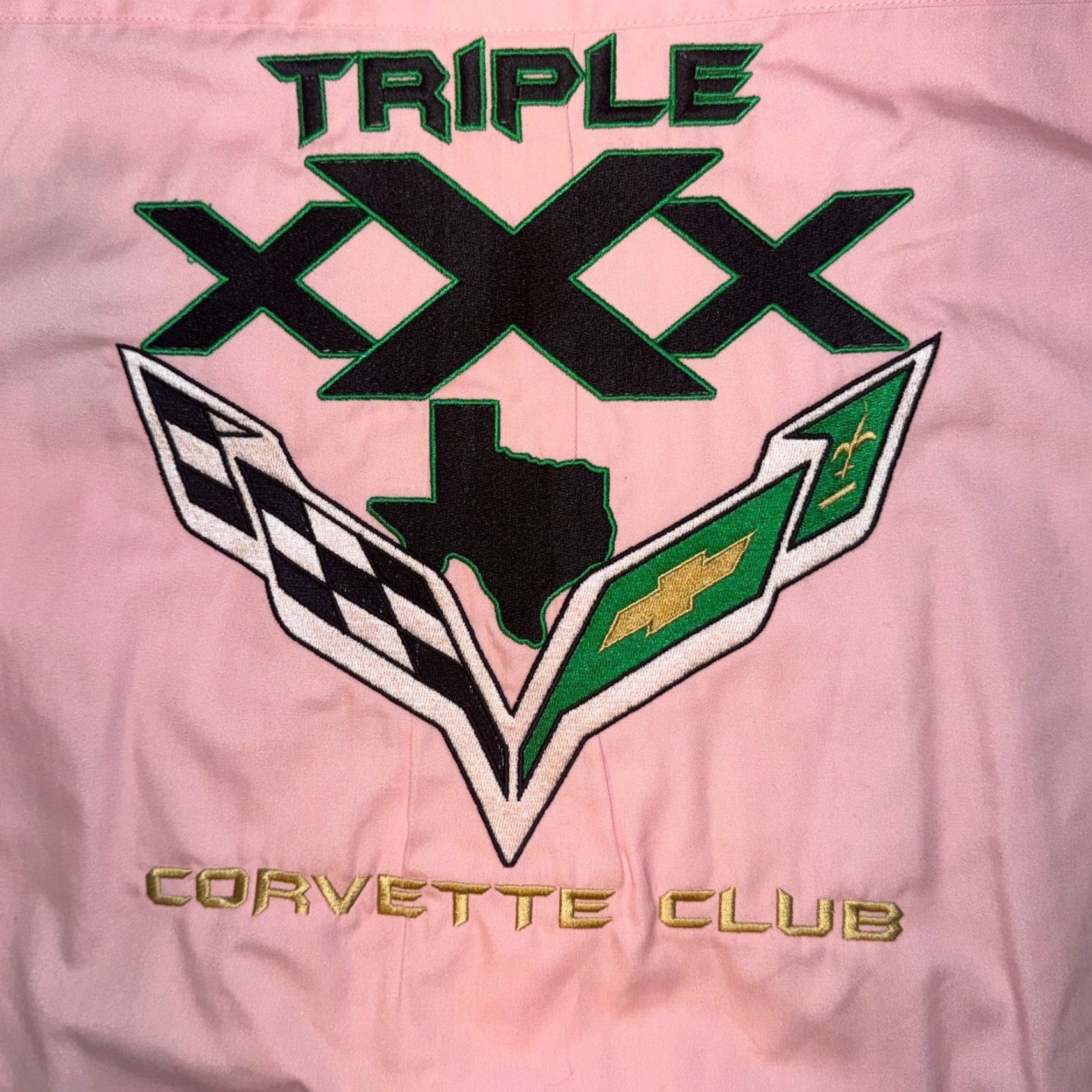 Port Authority Port Authority Corvette Racing Club Pink Logo Shirt Button-Up Long Sleeve 2XL Mens Regular Cotton Knit Size US XXL / EU 58 / 5 - 6 Thumbnail