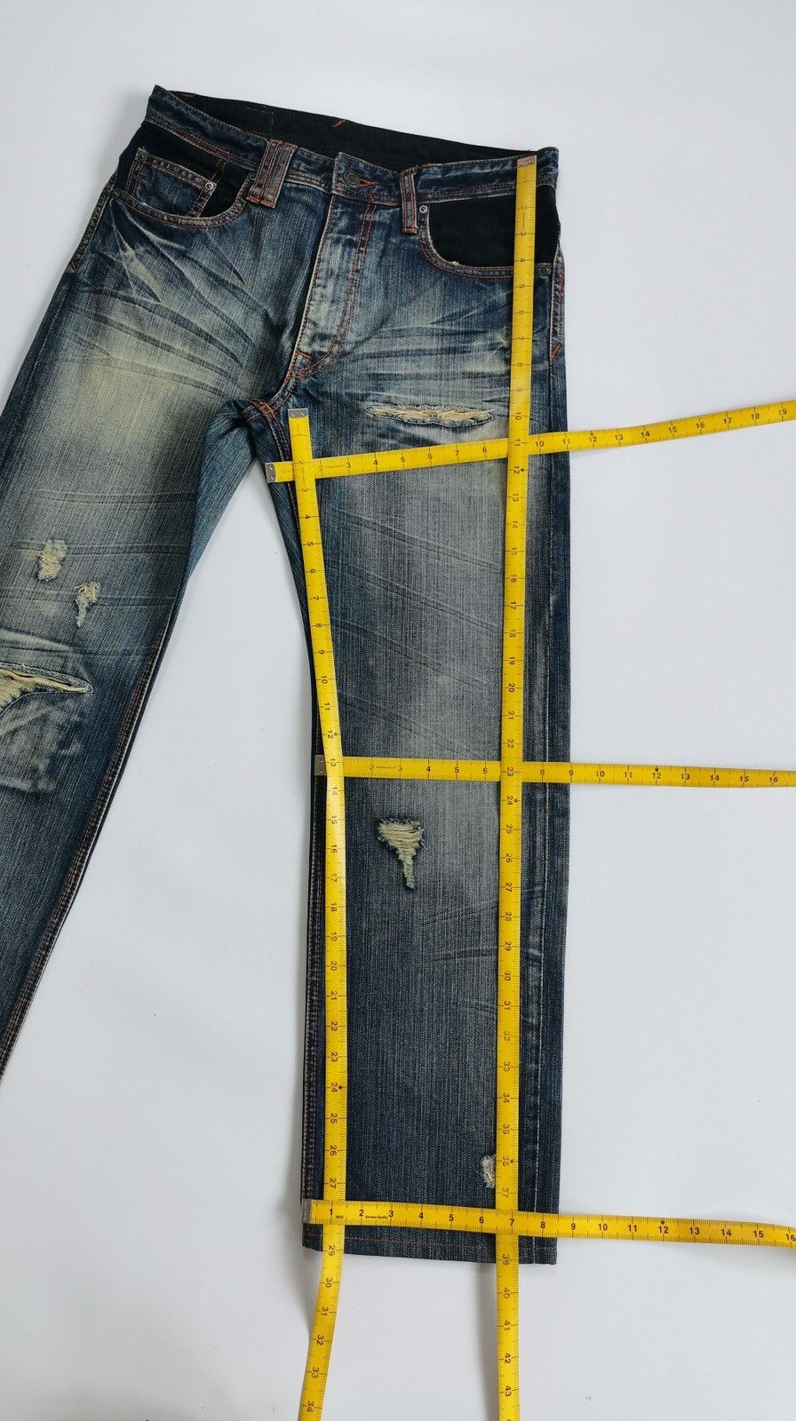 Tornado Mart Boycott Japan Corduroy Mix Repaired Distressed Jeans Size US 31 - 13 Thumbnail