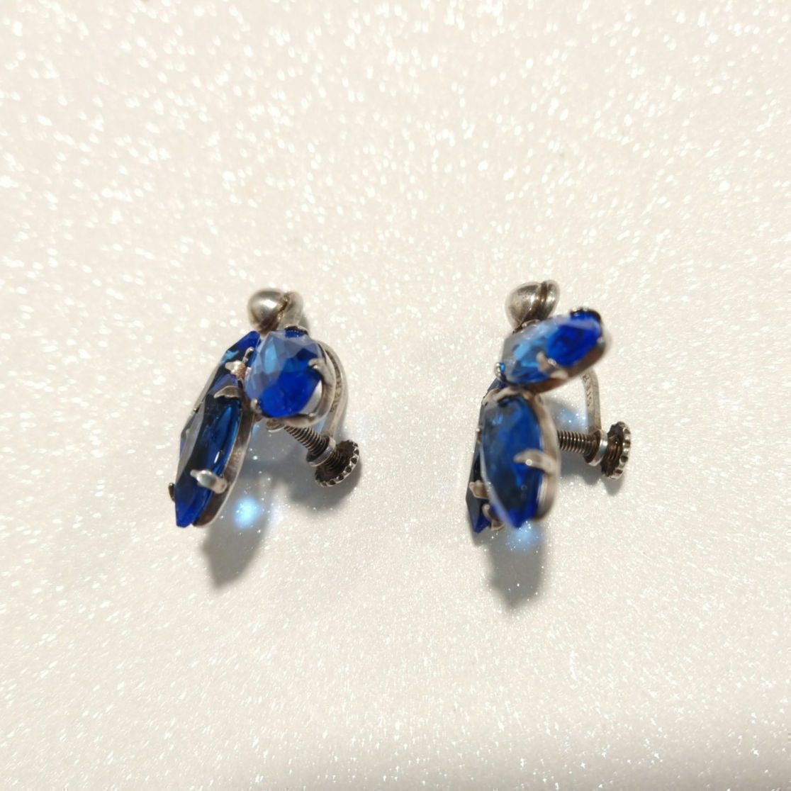 The Unbranded Brand Vintage Blue Crystal Solid Sterling Silver 925 Stud Earrings Size ONE SIZE - 8 Thumbnail