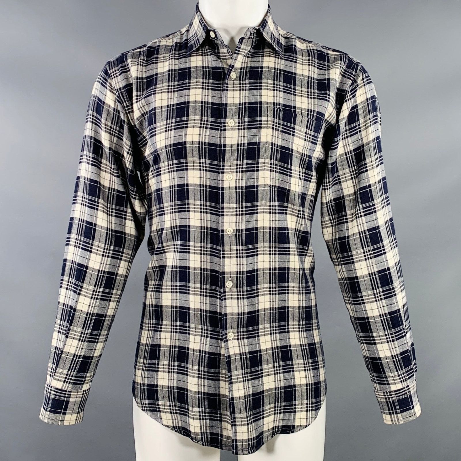 Polo Ralph Lauren Size S Marlowe Navy Cream Plaid One Pocket Long Sleeve Shirt Size US S / EU 44-46 / 1 - 1 Thumbnail