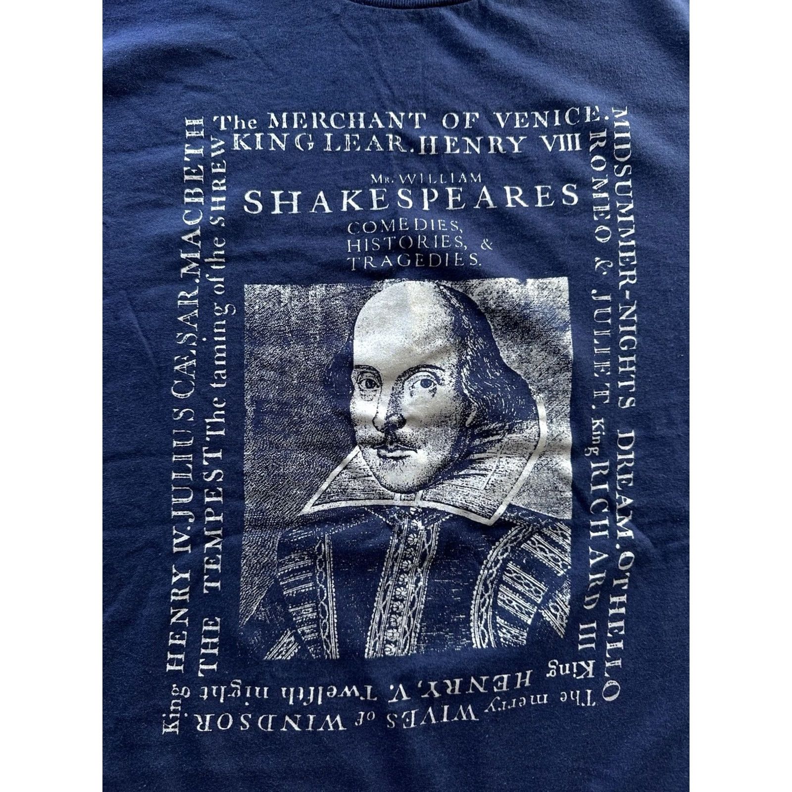 Hanes VINTAGE 90s William Shakespeare Comedies, Histories, Tragedies T-Shirt Hanes XL Navy Blue Men Short Sleeve Tee Size US XL / EU 56 / 4 - 2 Thumbnail
