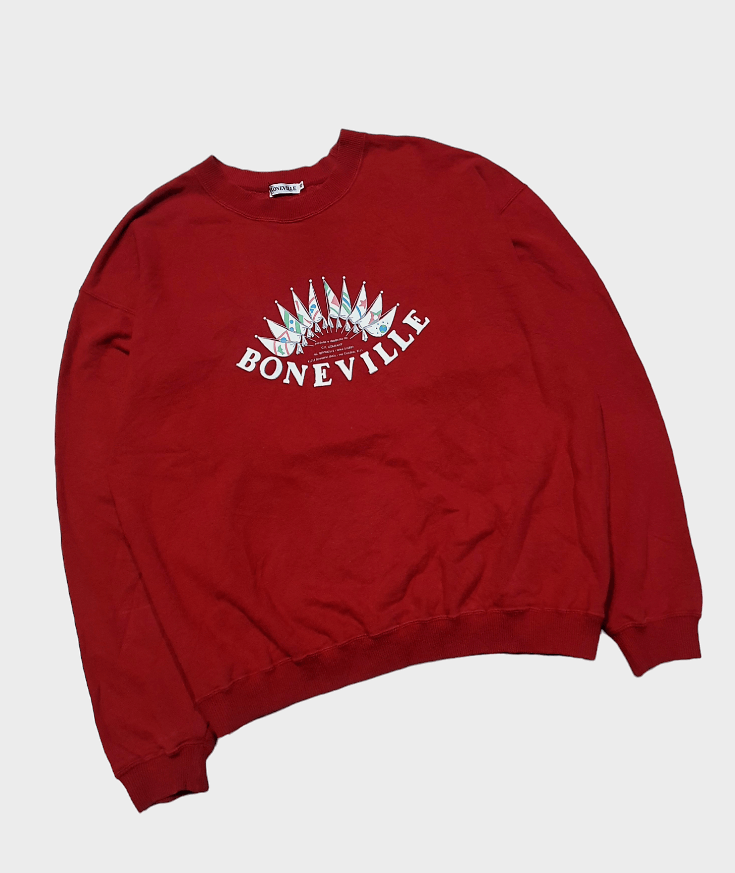 Boneville × C.P. Company × Massimo Osti Vtg 80s BONEVILLE C.P. COMPANY Crewneck Sweatshirt Spellout Size US M / EU 48-50 / 2 - 7 Thumbnail
