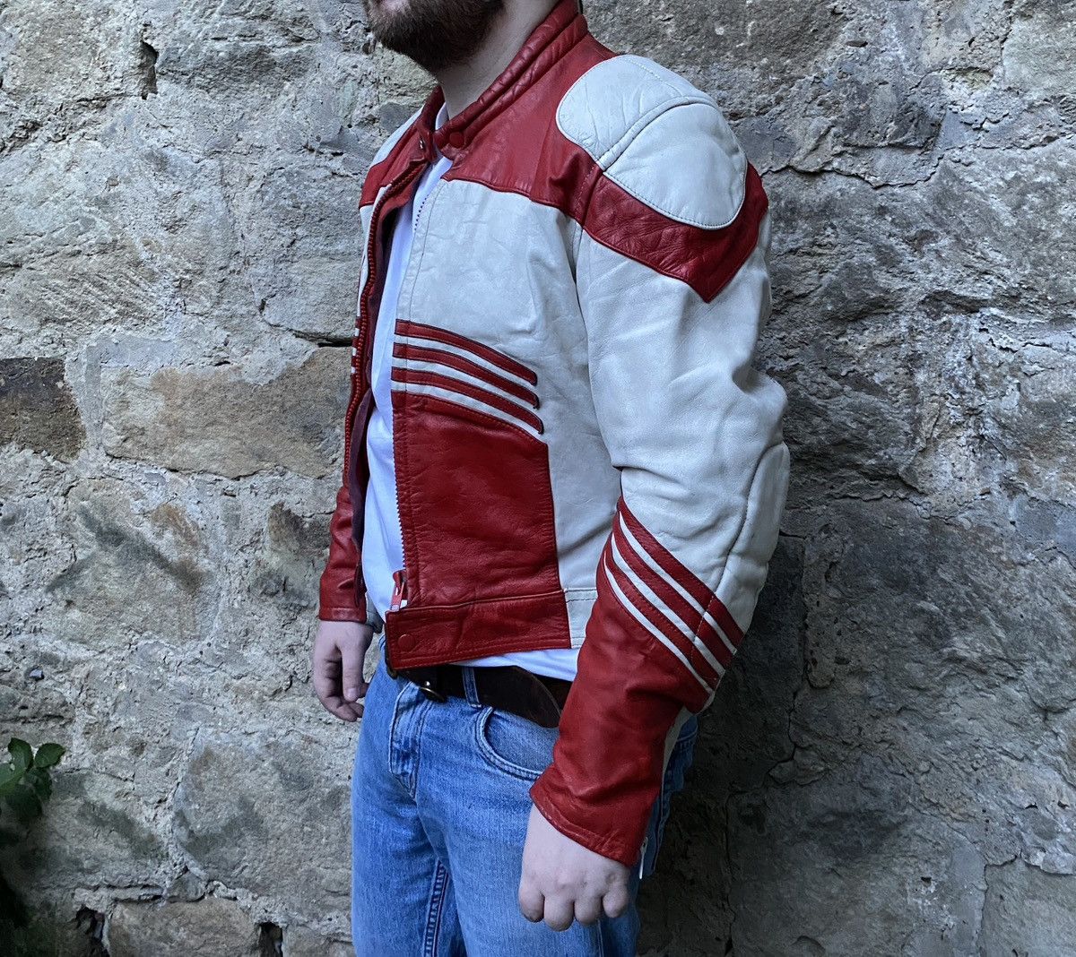 Vintage Rare 80s Sport Distressed Leather Racing Cafe Racer Jacket Size US M / EU 48-50 / 2 - 2 Thumbnail