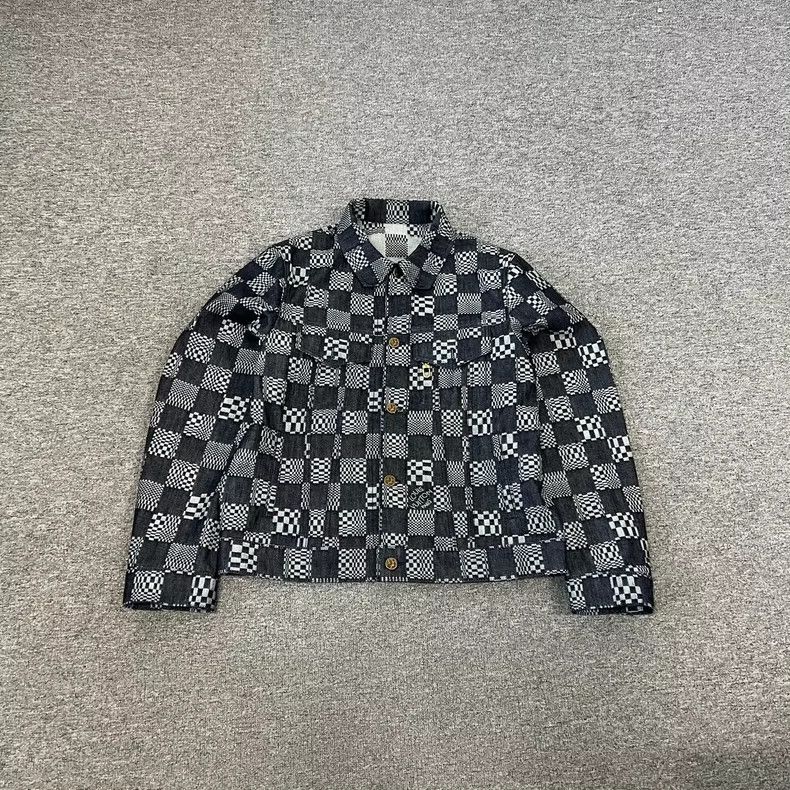 ジャケット・アウター Louis Vuitton Damier Denim Jacket Distorted Damier Denim Jacket - Men - Discontinued Product