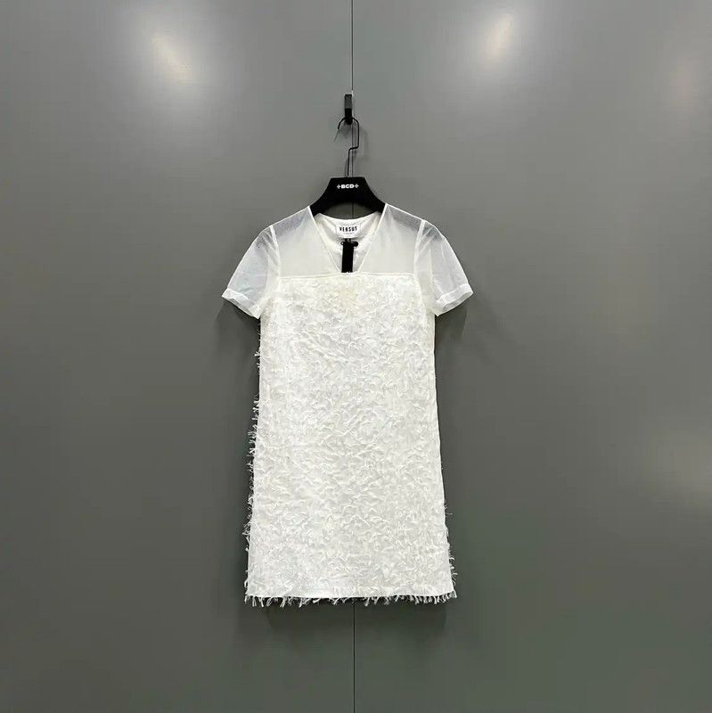 Versace Versace White Short Sleeve Dress for Summer 0089 Size ONE SIZE - 1 Thumbnail