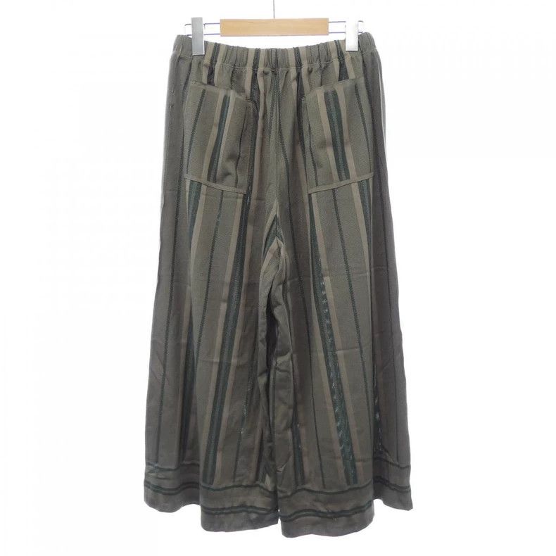 Issey Miyake Issey Miyake size:3 Dark green striped pleated trousers Size 31" - 2 Thumbnail