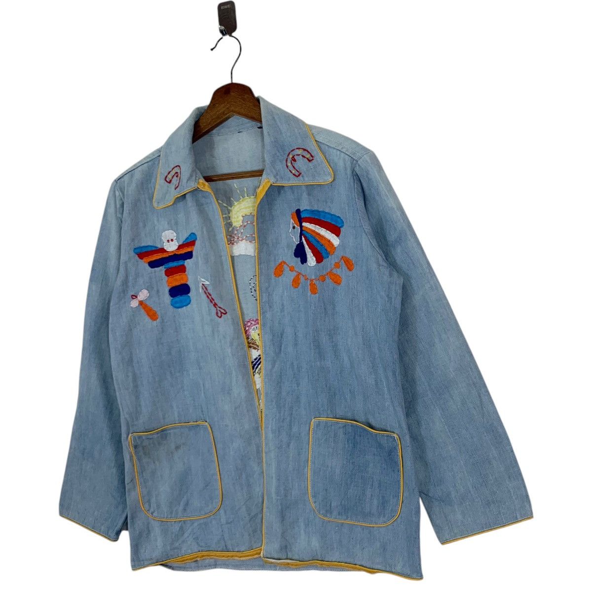 Handmade × Vintage VINTAGE HANDMADE EMBROIDERY LOGO DENIM JACKET Size US S / EU 44-46 / 1 - 4 Thumbnail