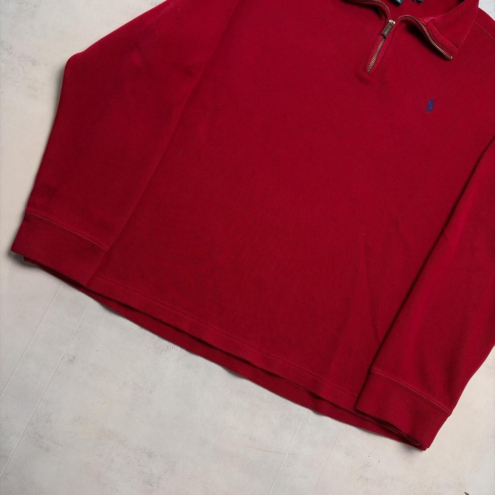 Polo Ralph Lauren Vintage 90’s Red Polo Ralph Lauren Quarter Zip Sweater Size US XL / EU 56 / 4 - 3 Thumbnail