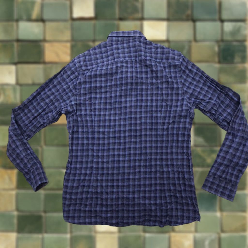 Ted Baker Ted Baker London Button-Up Shirt Mens S Blue Plaid Cotton Knit-Down Collar Casual Business Formal Preppy Size US S / EU 44-46 / 1 - 1 Thumbnail