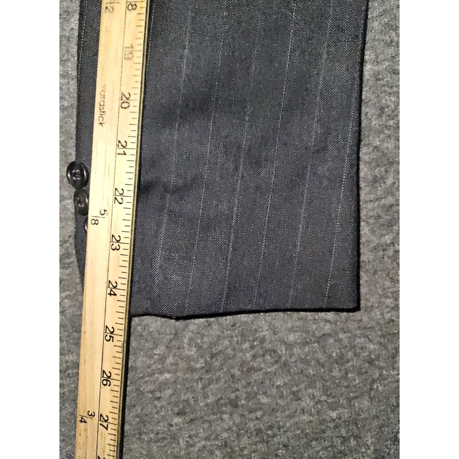 Hart Schaffner Marx VINTAGE Hart Schaffner Marx Silver Trumpster Blazer Men's 46R Gray Virgin Wool Double-Breasted Striped Classic Dad USA Mens Size 46R - 7 Thumbnail