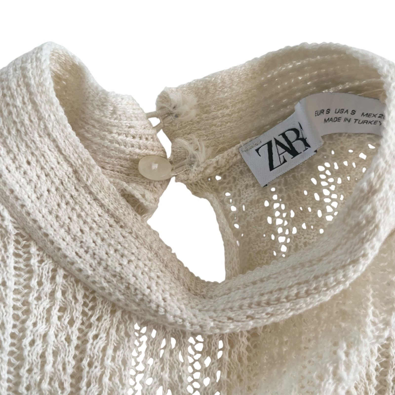 Zara Zara Romantic Sheer Knit Top Lace Trim High Neck Top Size S / US 4 / IT 40 - 7 Thumbnail