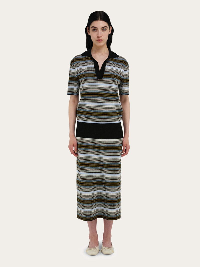 Salvatore Ferragamo o1s1rm0426 Knitted Striped Dress in Multicolor Size S / US 4 / IT 40 - 2 Thumbnail